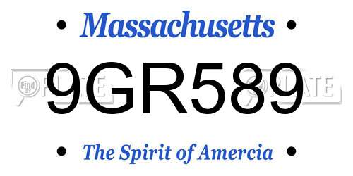 9GR589 Massachusetts License Plate