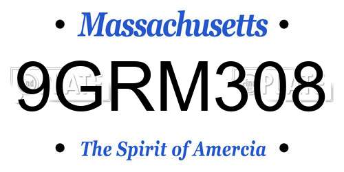 9GRM308 Massachusetts License Plate