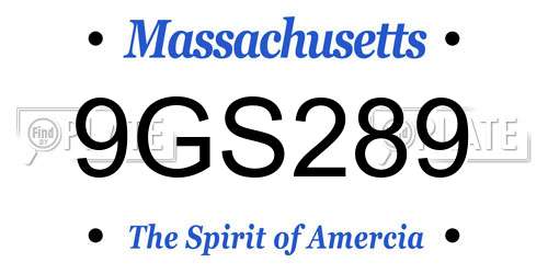 9GS289 Massachusetts License Plate