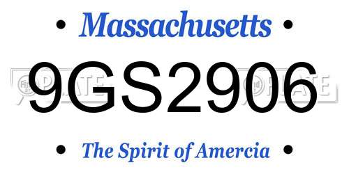 9GS2906 Massachusetts License Plate