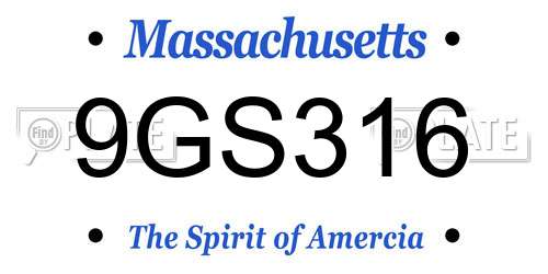 9GS316 Massachusetts License Plate