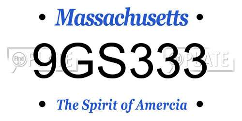 9GS333 Massachusetts License Plate