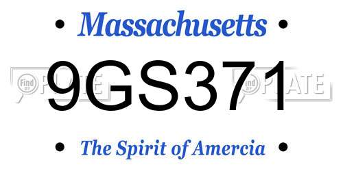 9GS371 Massachusetts License Plate