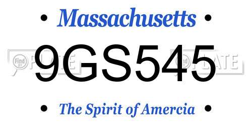 9GS545 Massachusetts License Plate
