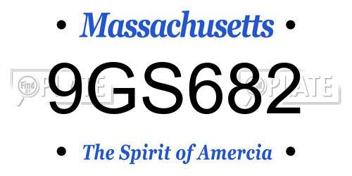 9GS682 Massachusetts License Plate