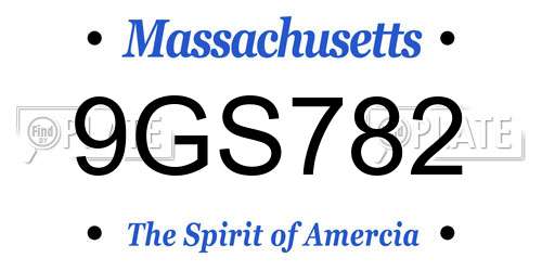 9GS782 Massachusetts License Plate