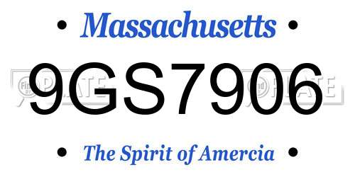 9GS7906 Massachusetts License Plate