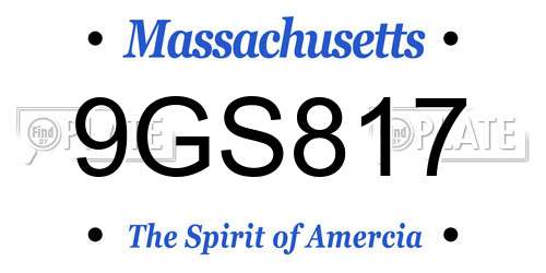 9GS817 Massachusetts License Plate