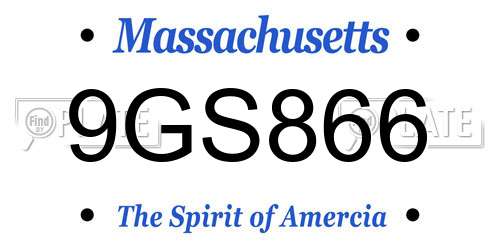 9GS866 Massachusetts License Plate
