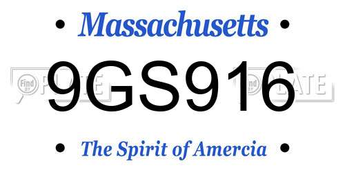 9GS916 Massachusetts License Plate