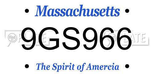 9GS966 Massachusetts License Plate