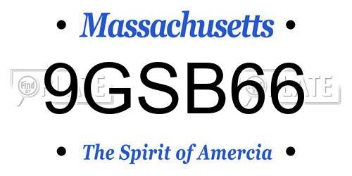 9GSB66 Massachusetts License Plate