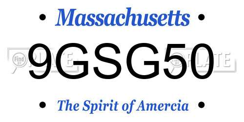 9GSG50 Massachusetts License Plate