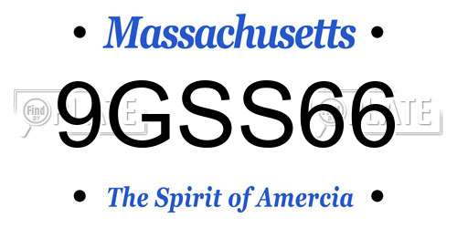 9GSS66 Massachusetts License Plate