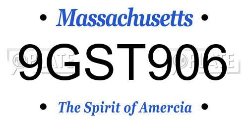 9GST906 Massachusetts License Plate