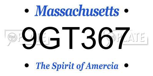 9GT367 Massachusetts License Plate