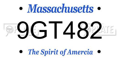 9GT482 Massachusetts License Plate