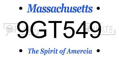 9GT549 Massachusetts License Plate