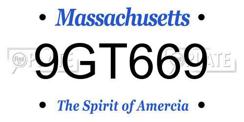 9GT669 Massachusetts License Plate