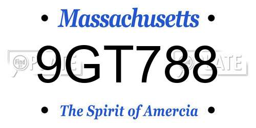 9GT788 Massachusetts License Plate
