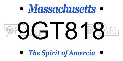 9GT818 Massachusetts License Plate