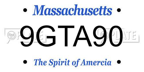 9GTA90 Massachusetts License Plate