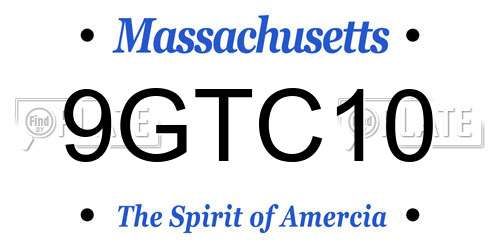 9GTC10 Massachusetts License Plate