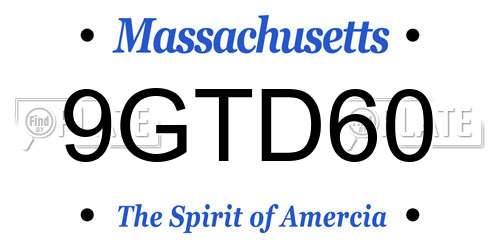 9GTD60 Massachusetts License Plate