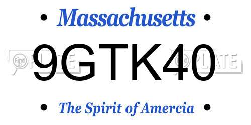 9GTK40 Massachusetts License Plate