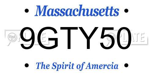 9GTY50 Massachusetts License Plate