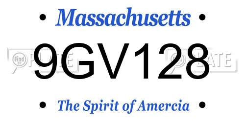 9GV128 Massachusetts License Plate