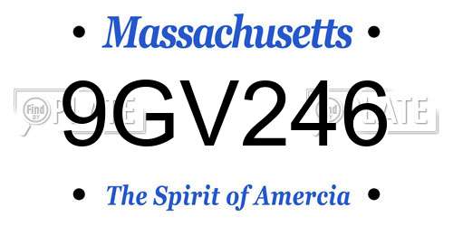9GV246 Massachusetts License Plate
