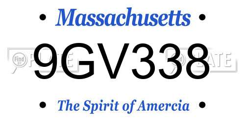 9GV338 Massachusetts License Plate