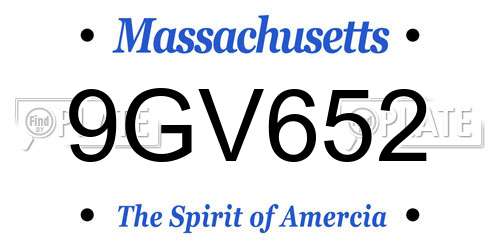 9GV652 Massachusetts License Plate