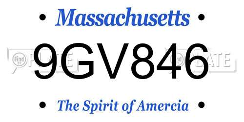 9GV846 Massachusetts License Plate
