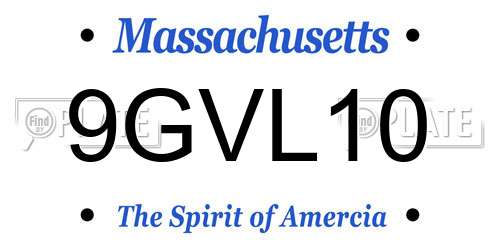9GVL10 Massachusetts License Plate