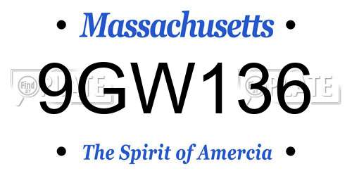 9GW136 Massachusetts License Plate