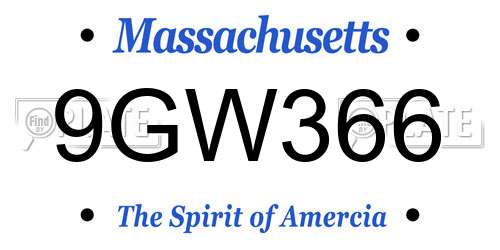 9GW366 Massachusetts License Plate