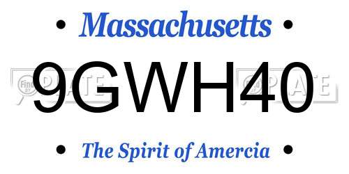 9GWH40 Massachusetts License Plate
