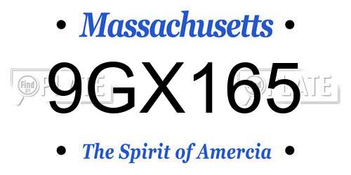 9GX165 Massachusetts License Plate