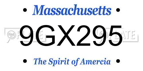 9GX295 Massachusetts License Plate