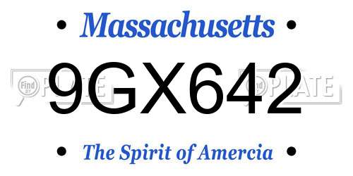 9GX642 Massachusetts License Plate