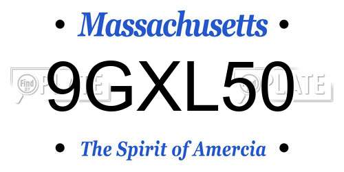 9GXL50 Massachusetts License Plate