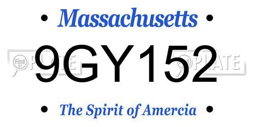 9GY152 Massachusetts License Plate