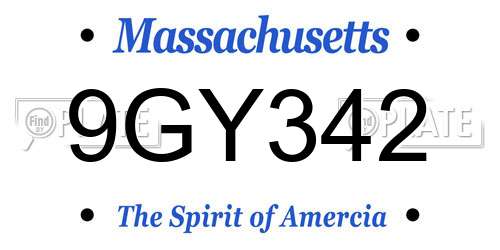 9GY342 Massachusetts License Plate
