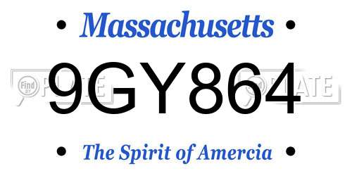 9GY864 Massachusetts License Plate