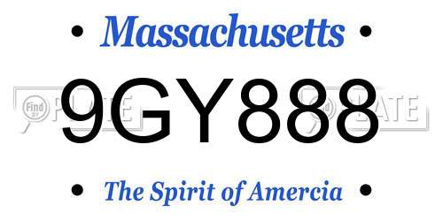 9GY888 Massachusetts License Plate