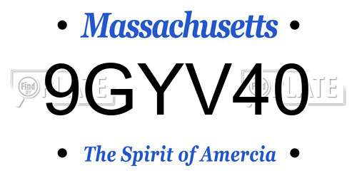 9GYV40 Massachusetts License Plate