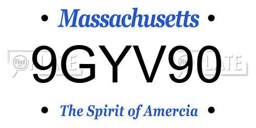 9GYV90 Massachusetts License Plate