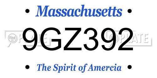 9GZ392 Massachusetts License Plate